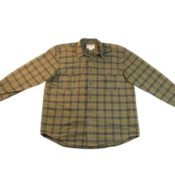 Filson Alaskan Guide Flannel Shirt Men’s Large Brown Green Plaid Shacket